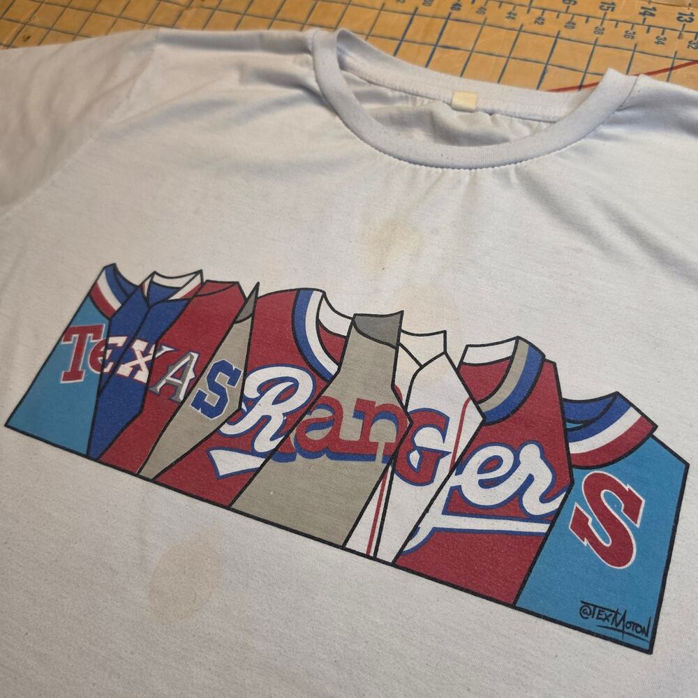 Texas Rangers Jersey Pile Graphic Tee White XL Baseball Gameday